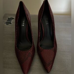 Ralph Lauren Size 9 Burgundy and Black snakeskin.